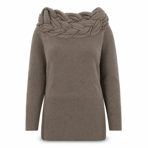 Julie Fagerholt Heartmade Women Brown Braided Boat Neck Jumper Size 12