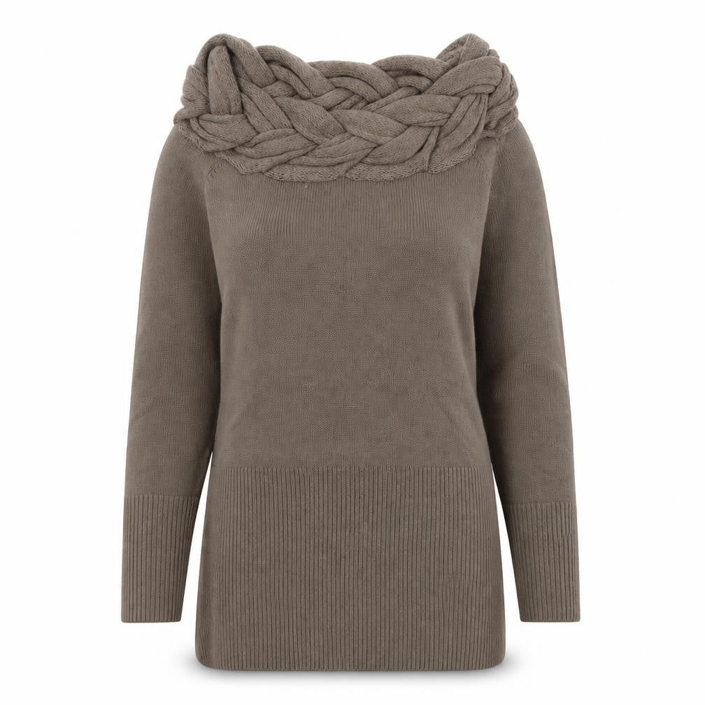 Julie Fagerholt Heartmade Women Brown Braided Boat Neck Jumper Size 12