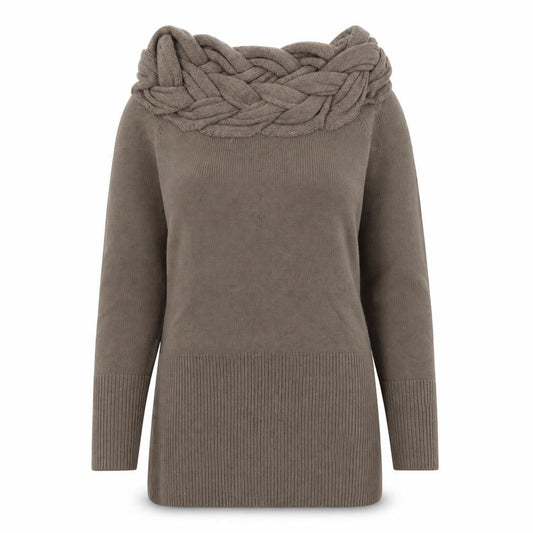 Julie Fagerholt Heartmade Women Brown Braided Boat Neck Jumper Size 12