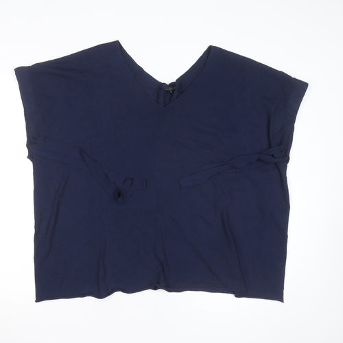 Annette Görtz Women Navy Blue L Tunic Jumper Belted V-Neck Knit Top
