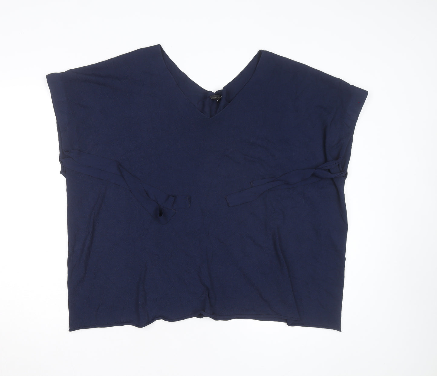 Annette Görtz Women Navy Blue L Tunic Jumper Belted V-Neck Knit Top