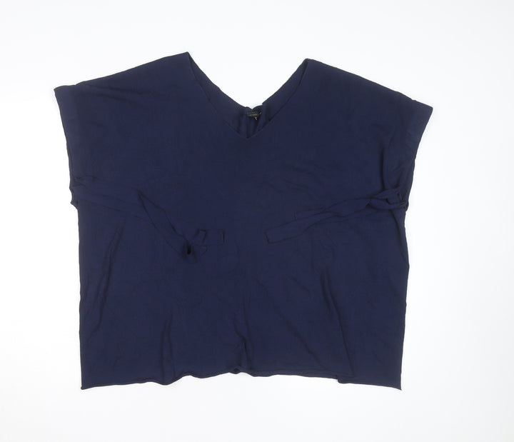 Annette Görtz Women Navy Blue L Tunic Jumper Belted V-Neck Knit Top