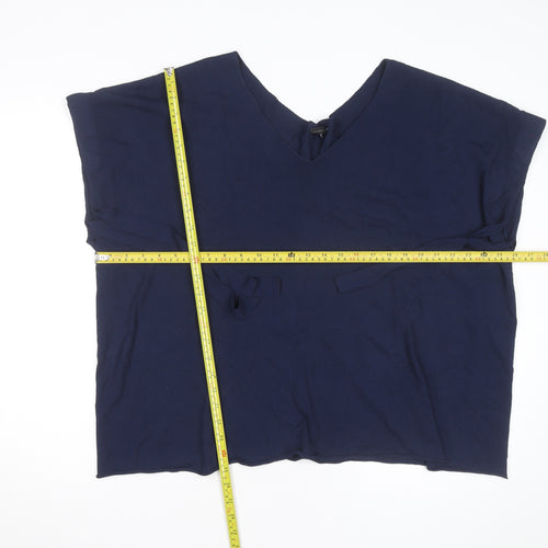 Annette Görtz Women Navy Blue L Tunic Jumper Belted V-Neck Knit Top