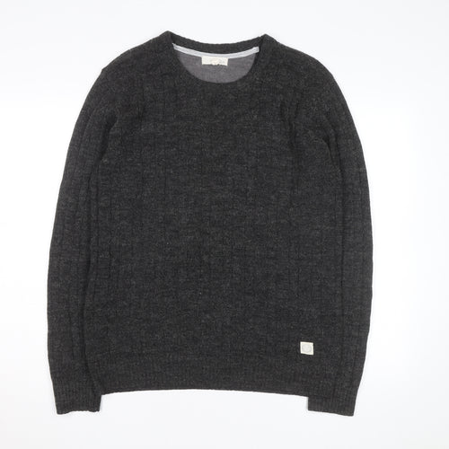 Suit Men Grey Wool Alpaca Crew Neck Knit Jumper Size M