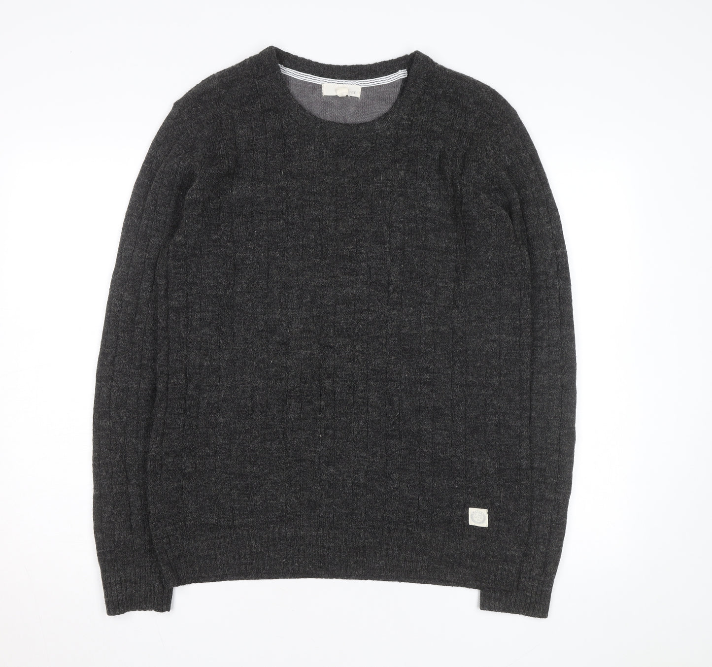 Suit Men Grey Wool Alpaca Crew Neck Knit Jumper Size M