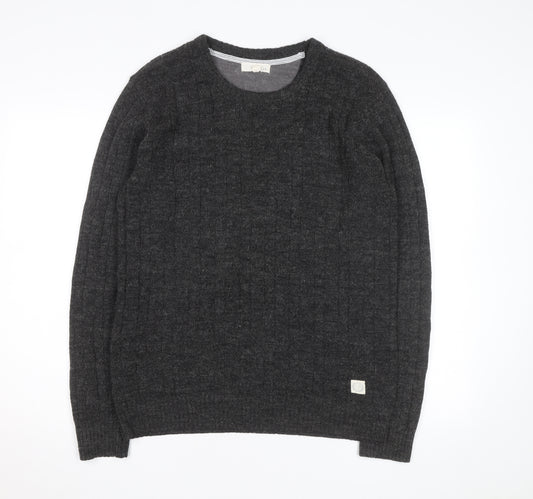 Suit Men Grey Wool Alpaca Crew Neck Knit Jumper Size M