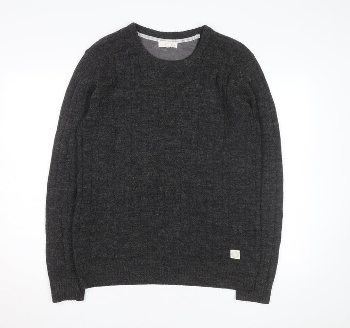Suit Men Grey Wool Alpaca Crew Neck Knit Jumper Size M