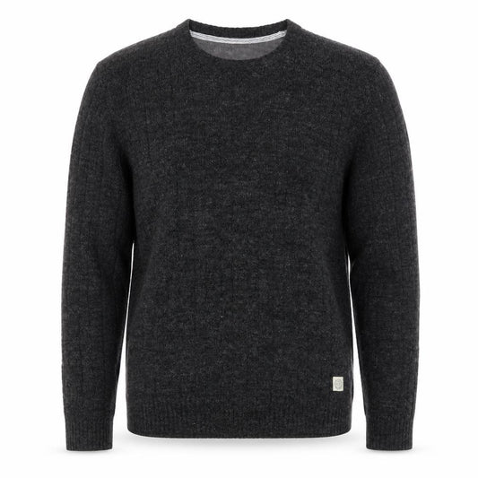 Front view of Suit Men Grey Wool Alpaca Crew Neck Knit Jumper, size M