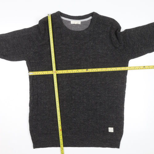 Suit Men Grey Wool Alpaca Crew Neck Knit Jumper Size M