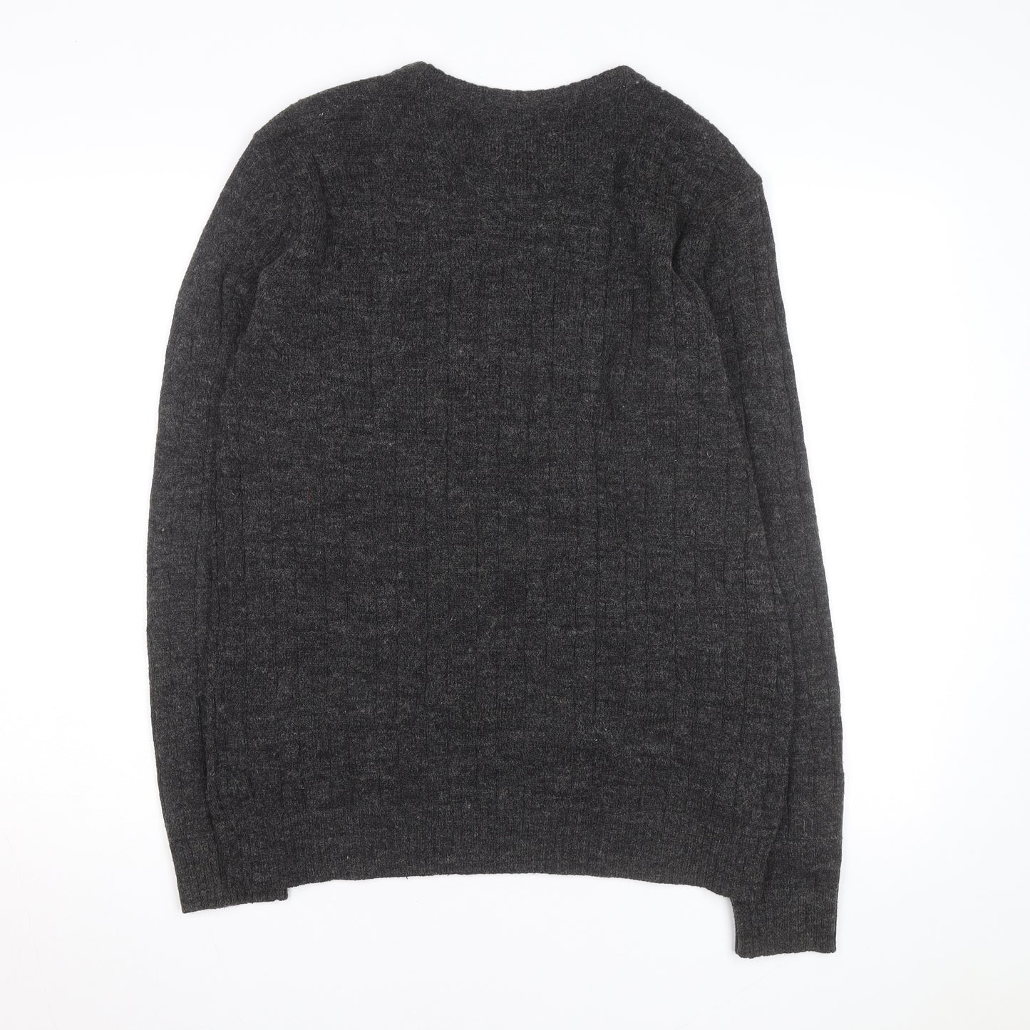 Suit Men Grey Wool Alpaca Crew Neck Knit Jumper Size M