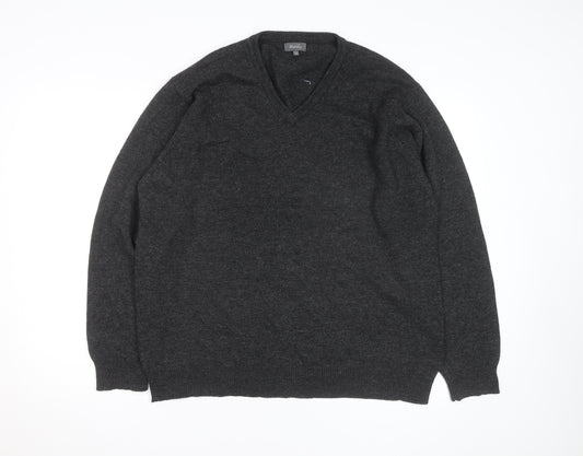 Wolsey Men’s Grey Wool V-Neck Pullover Jumper Size L