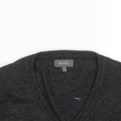 Wolsey Men’s Grey Wool V-Neck Pullover Jumper Size L