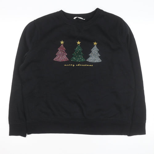 Tu Men’s Black Christmas Rhinestone Sweatshirt Medium