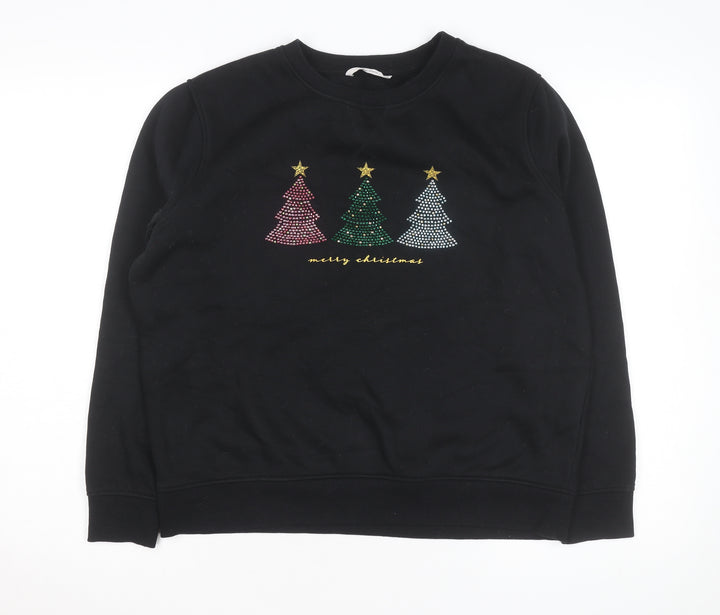 Tu Men’s Black Christmas Rhinestone Sweatshirt Medium