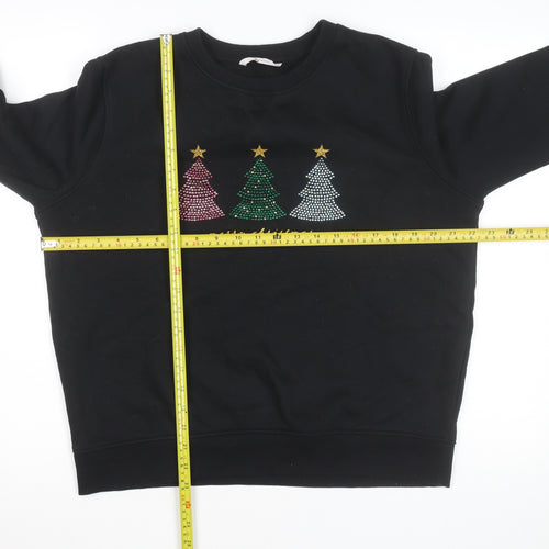 Tu Men’s Black Christmas Rhinestone Sweatshirt Medium
