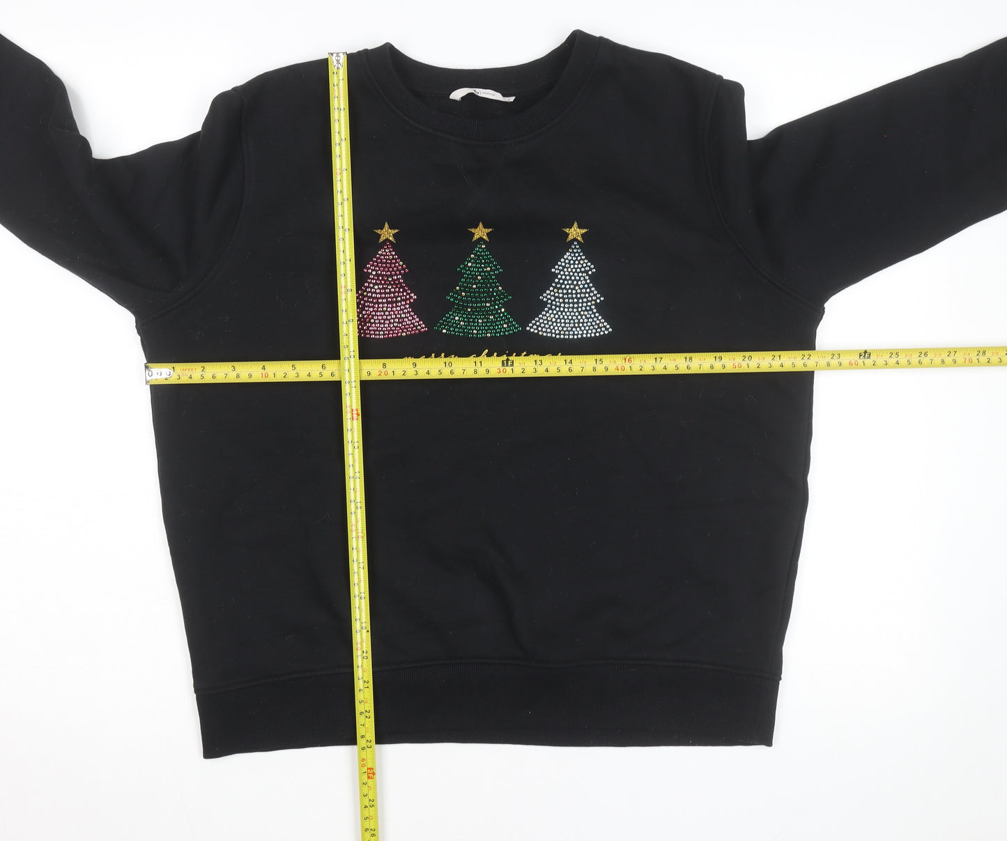 Tu Men’s Black Christmas Rhinestone Sweatshirt Medium