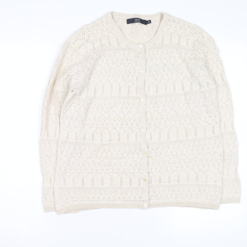ISLE Essentials Women's Beige Knit Cardigan M Lightweight Cotton
