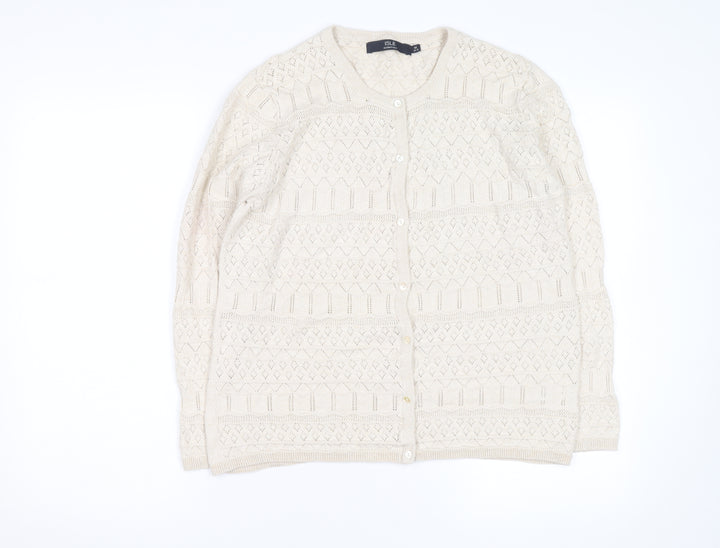 ISLE Essentials Women's Beige Knit Cardigan M Lightweight Cotton