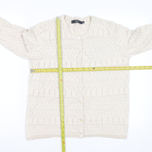 ISLE Essentials Women's Beige Knit Cardigan M Lightweight Cotton