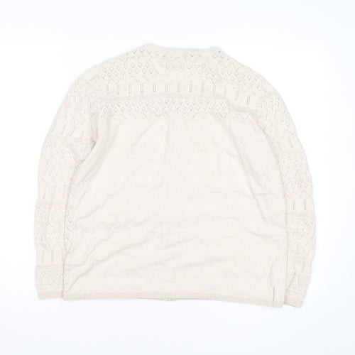 ISLE Essentials Women's Beige Knit Cardigan M Lightweight Cotton