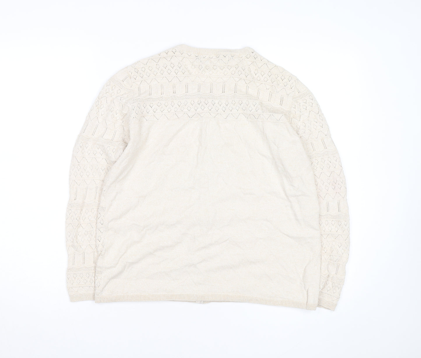 ISLE Essentials Women's Beige Knit Cardigan M Lightweight Cotton