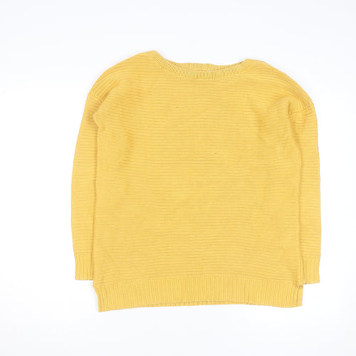 WoolOvers Men's Yellow Cotton Crew Neck Knit Jumper Medium
