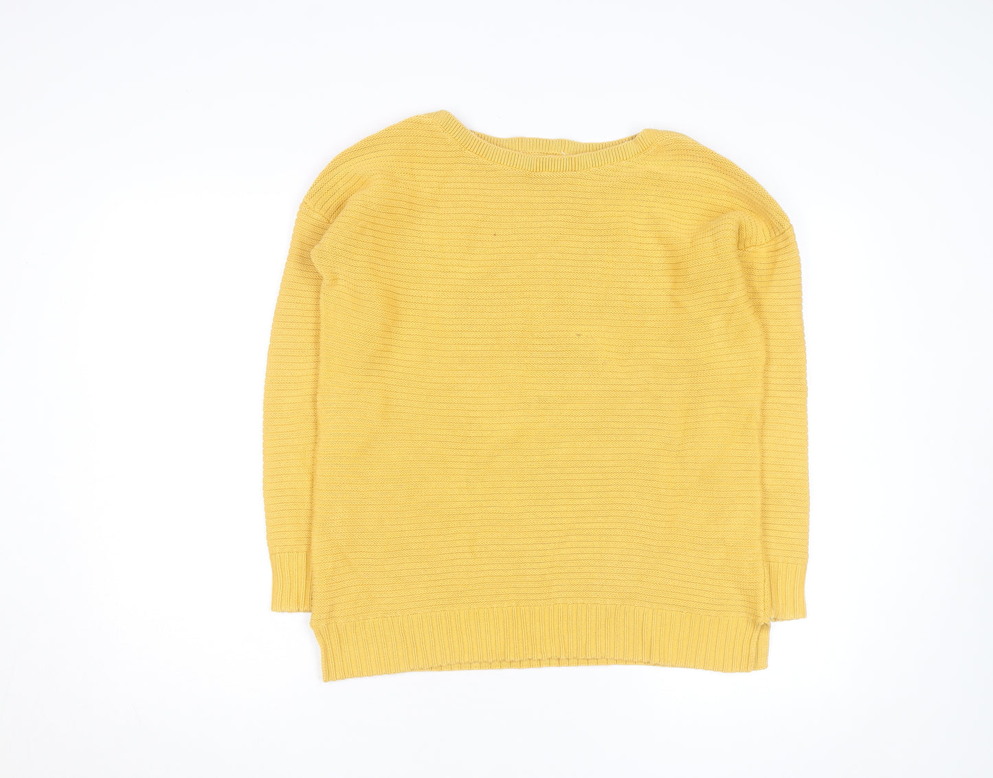 WoolOvers Men's Yellow Cotton Crew Neck Knit Jumper Medium