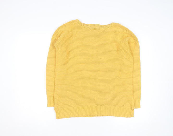 WoolOvers Men's Yellow Cotton Crew Neck Knit Jumper Medium