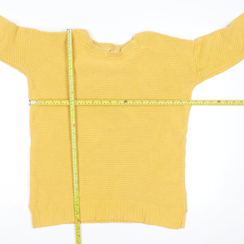 WoolOvers Men's Yellow Cotton Crew Neck Knit Jumper Medium