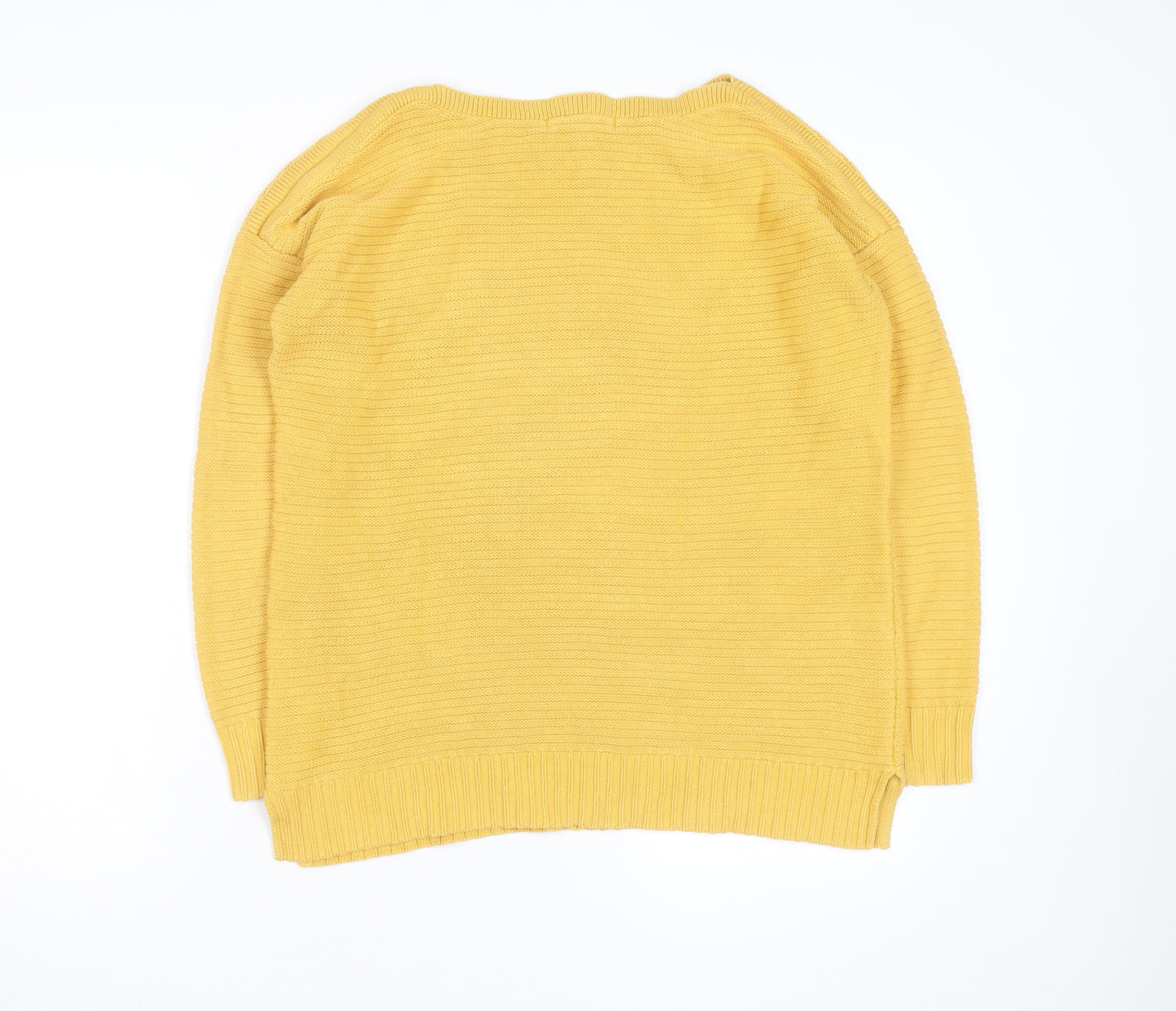 WoolOvers Men's Yellow Cotton Crew Neck Knit Jumper Medium