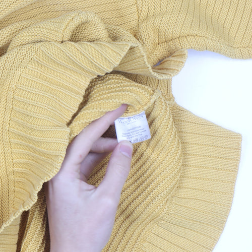 WoolOvers Men's Yellow Cotton Crew Neck Knit Jumper Medium
