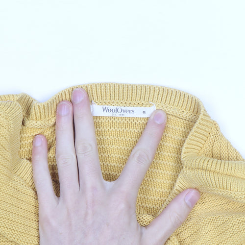 WoolOvers Men's Yellow Cotton Crew Neck Knit Jumper Medium