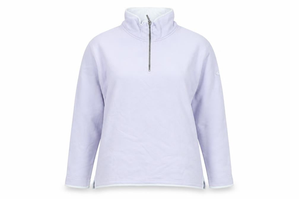 Front view of Crew Clothing Lilac 1/2 Zip Cotton Pullover Sweatshirt, size 12