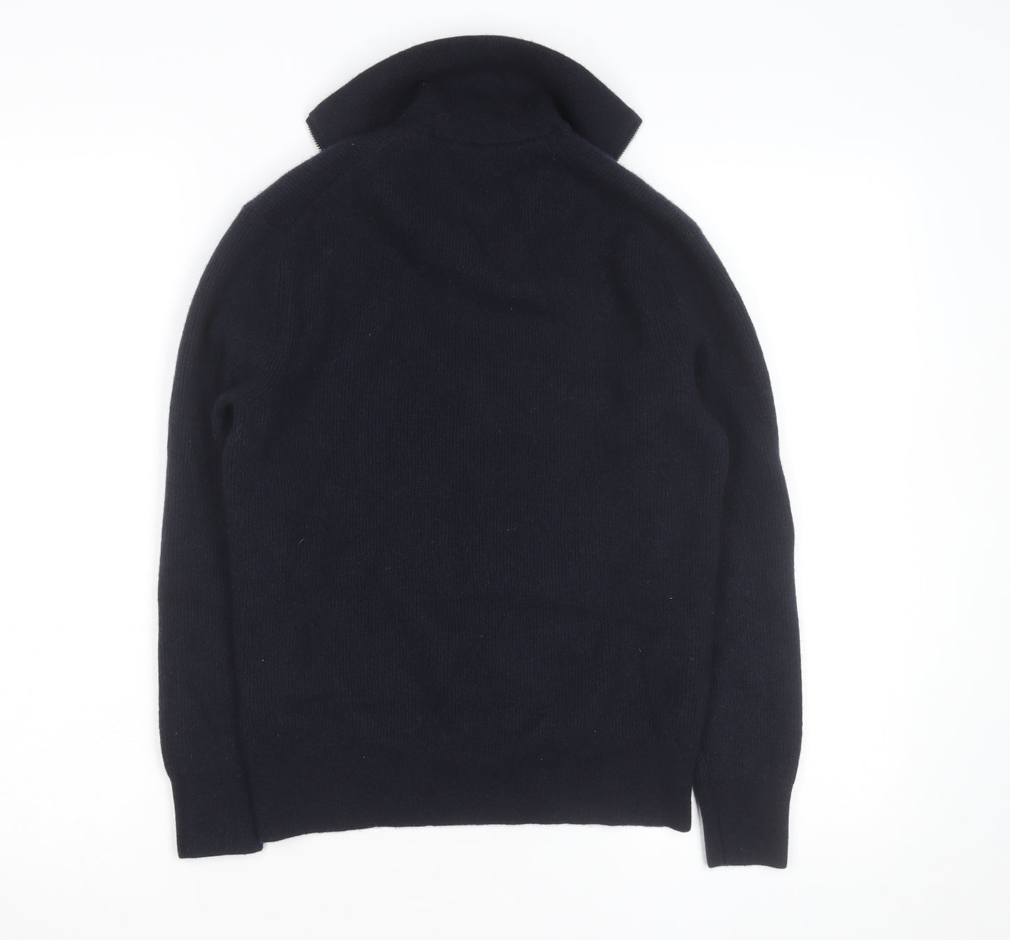 Massimo Dutti Men’s Black Wool 1/2 Zip Jumper Size L High Neck Classic