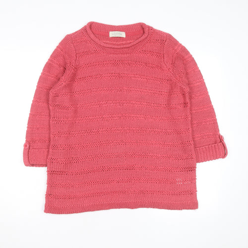 Debenhams Women’s Pink Open-Knit 3/4 Sleeve Pullover Jumper Size 16