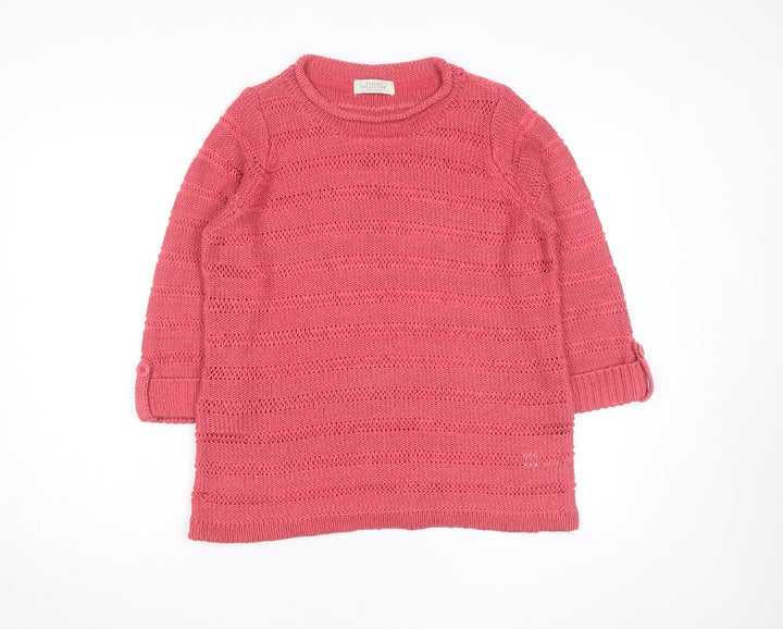 Debenhams Women’s Pink Open-Knit 3/4 Sleeve Pullover Jumper Size 16