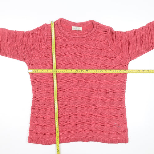 Debenhams Women’s Pink Open-Knit 3/4 Sleeve Pullover Jumper Size 16