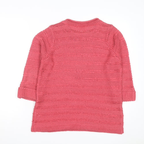 Debenhams Women’s Pink Open-Knit 3/4 Sleeve Pullover Jumper Size 16