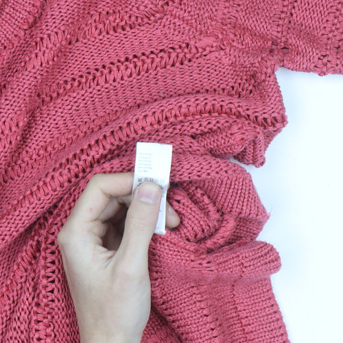 Debenhams Women’s Pink Open-Knit 3/4 Sleeve Pullover Jumper Size 16