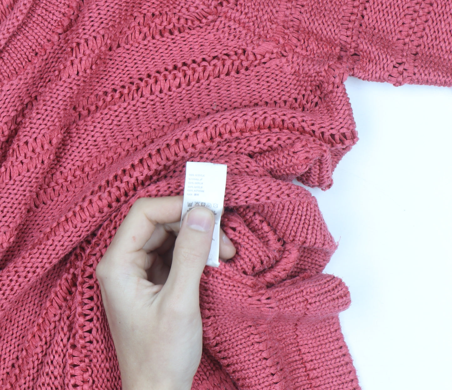 Debenhams Women’s Pink Open-Knit 3/4 Sleeve Pullover Jumper Size 16