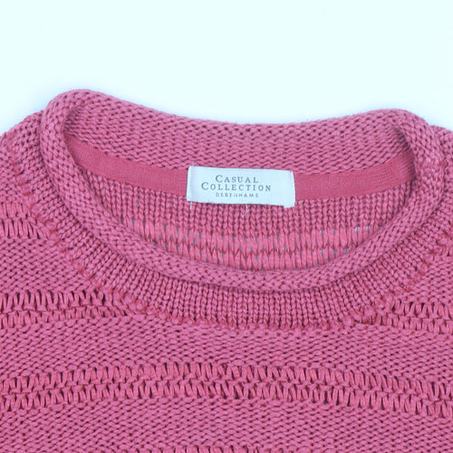 Debenhams Women’s Pink Open-Knit 3/4 Sleeve Pullover Jumper Size 16