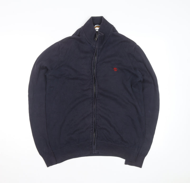 Timberland Men’s Blue Full Zip Cotton Jumper M Regular Fit