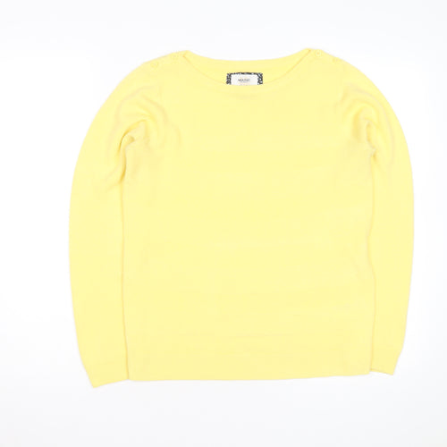 Maine New England Women's Yellow Crew Neck Jumper Size 12 Cotton Knit
