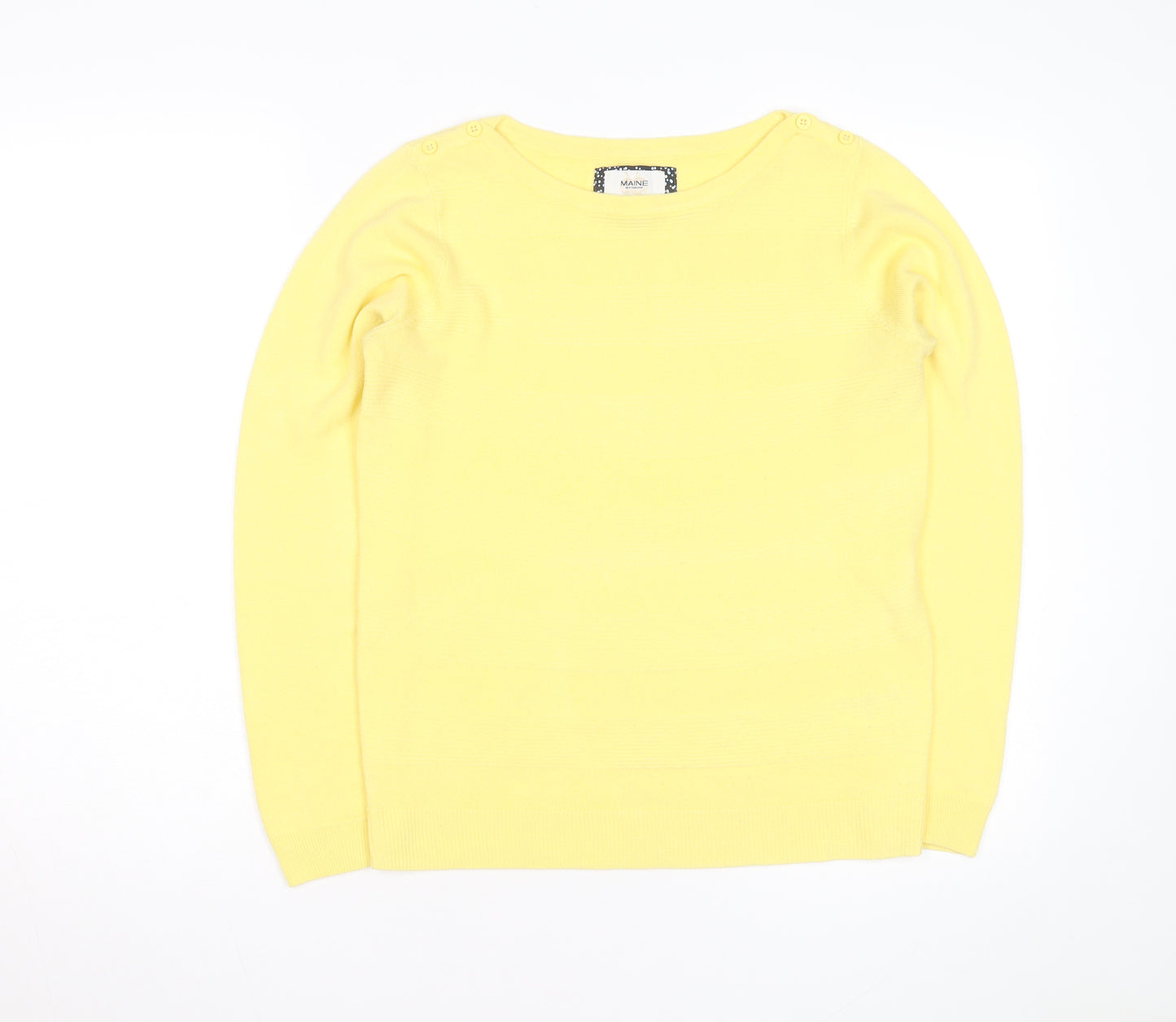 Maine New England Women's Yellow Crew Neck Jumper Size 12 Cotton Knit