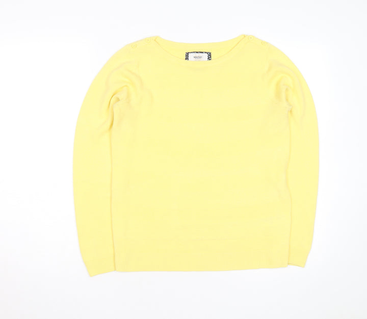 Maine New England Women's Yellow Crew Neck Jumper Size 12 Cotton Knit
