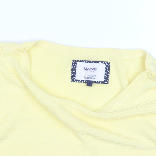 Maine New England Women's Yellow Crew Neck Jumper Size 12 Cotton Knit