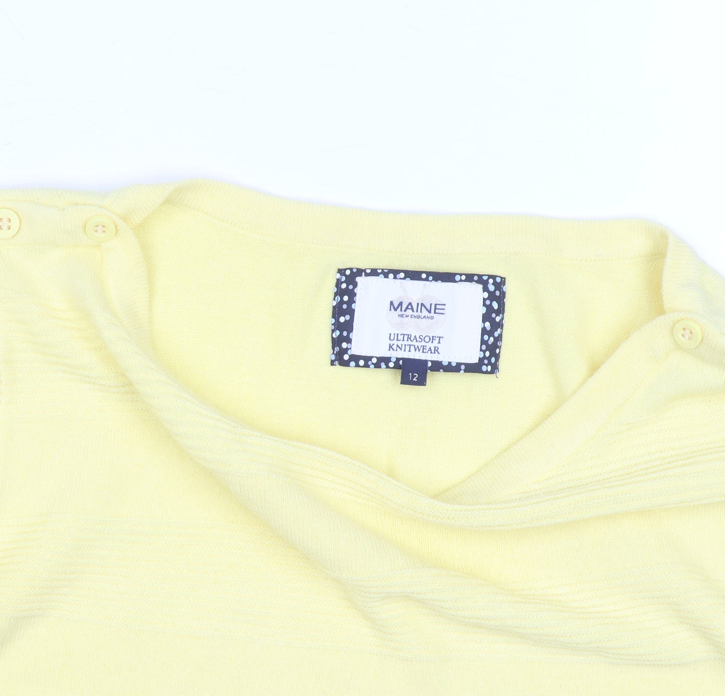 Maine New England Women's Yellow Crew Neck Jumper Size 12 Cotton Knit