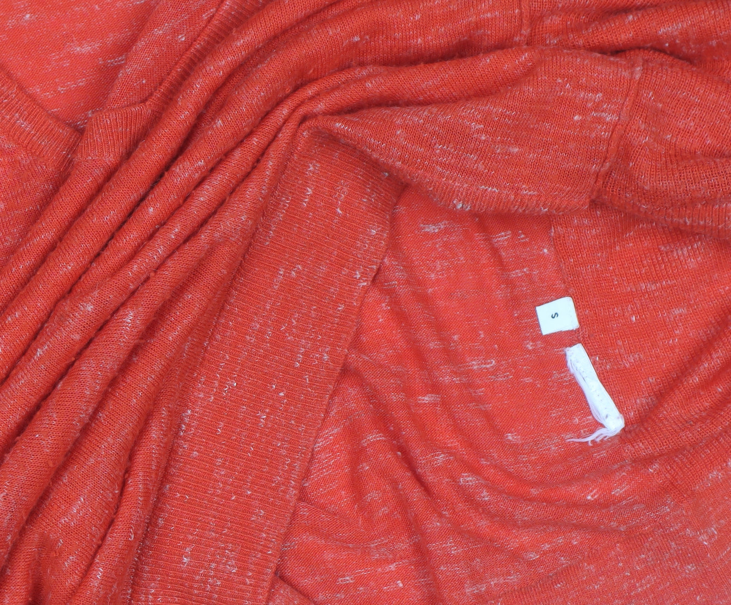 Whistles Women's Orange V-Neck Lightweight Cotton Linen Jumper Size S