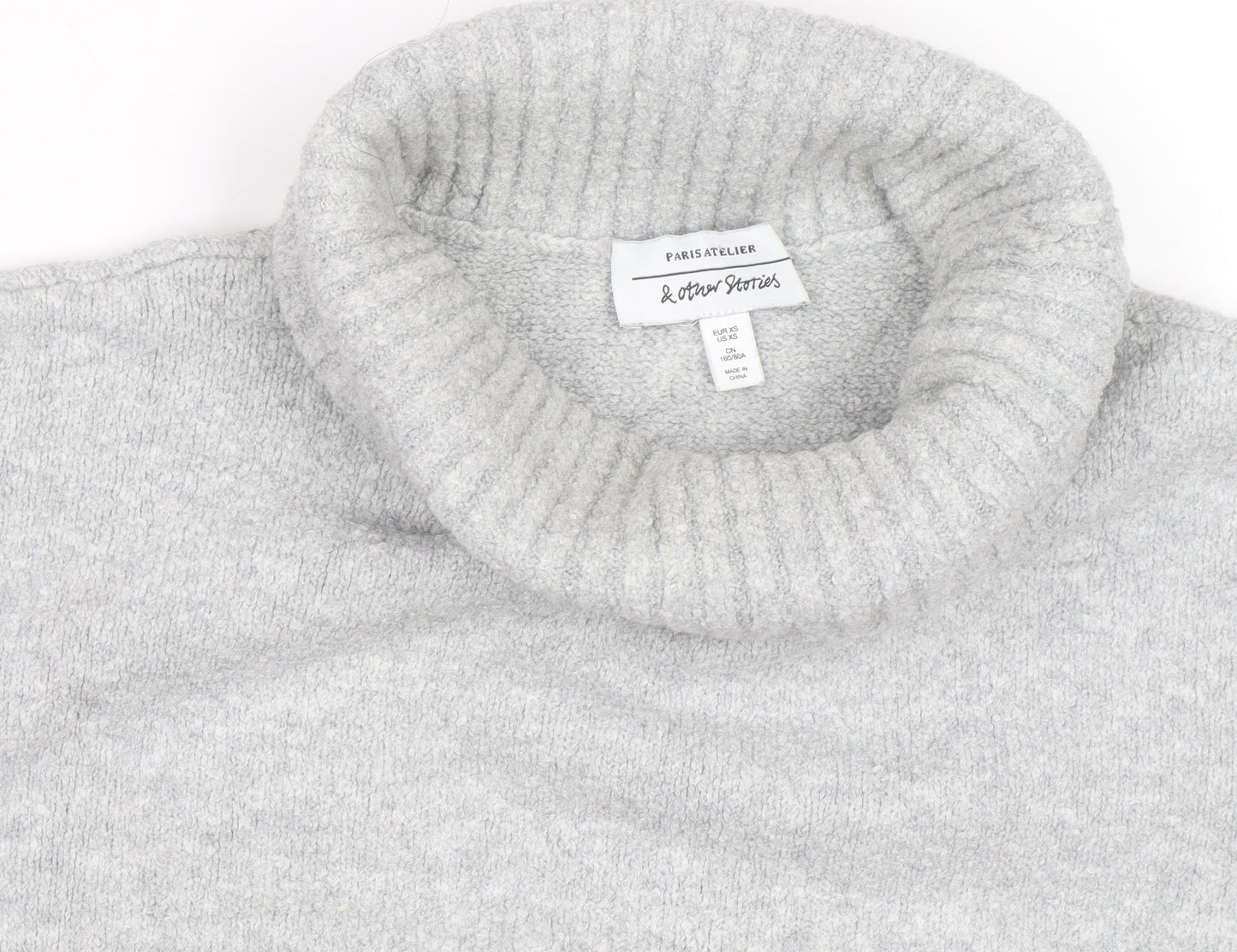 & Other Stories Unisex Grey Roll Neck Wool Alpaca Jumper XS