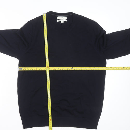 Marks and Spencer Autograph Men's Blue Merino Wool Crew Neck Jumper M